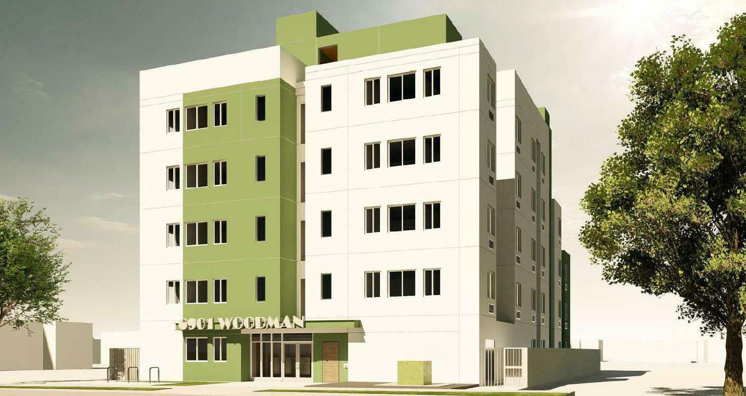6901 Woodman Ave — rendering of the approved 55-unit five-story development